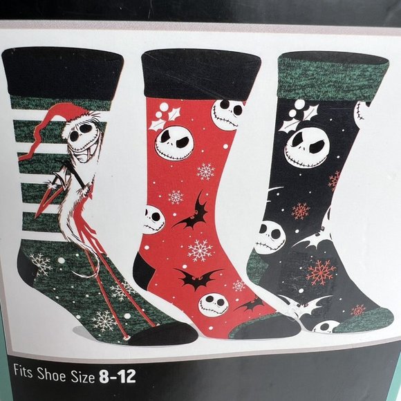Disney Nightmare Before Christmas Mens Crew Socks 3 Pack Shoe Size 8-12 Bioworld - Picture 8 of 12